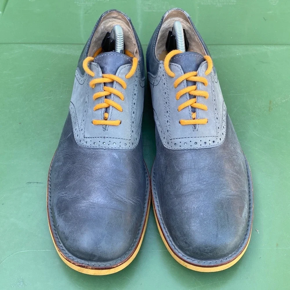 UGG Australia Mens Holston Wingtip Oxford Blue‎ Orange Leather 1002479 Size 10